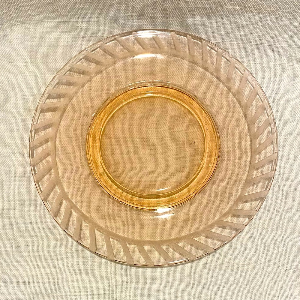 Vintage pink etched glass plate - depression glass style - summer tablescape